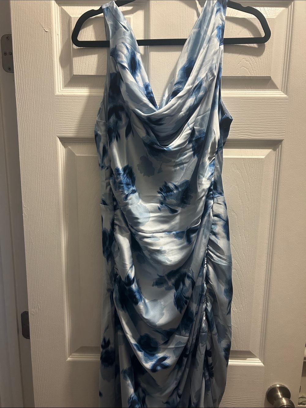 Abercrombie & Fitch Light Blue and Navy Floral Cowl Neck Dress